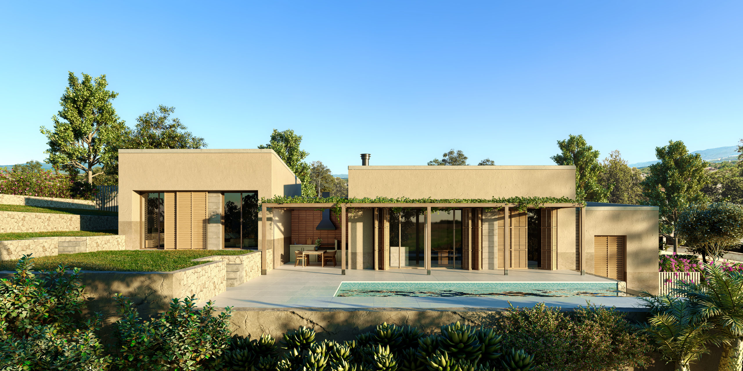 Casa mediterrània entre patis